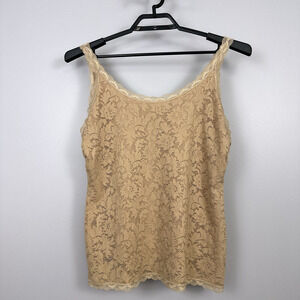 New Soma Stretch Lace Tank Daywear Soft Tan Size Large Tank Top Shirt Blouse